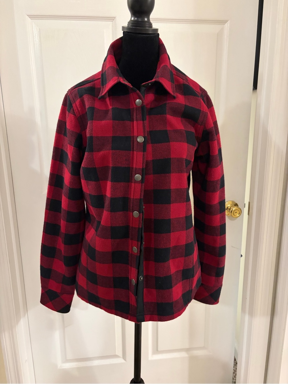 Orvis Buffalo Plaid Women's Fleece Lined Flannel Shirt Jacket Snap Front medium